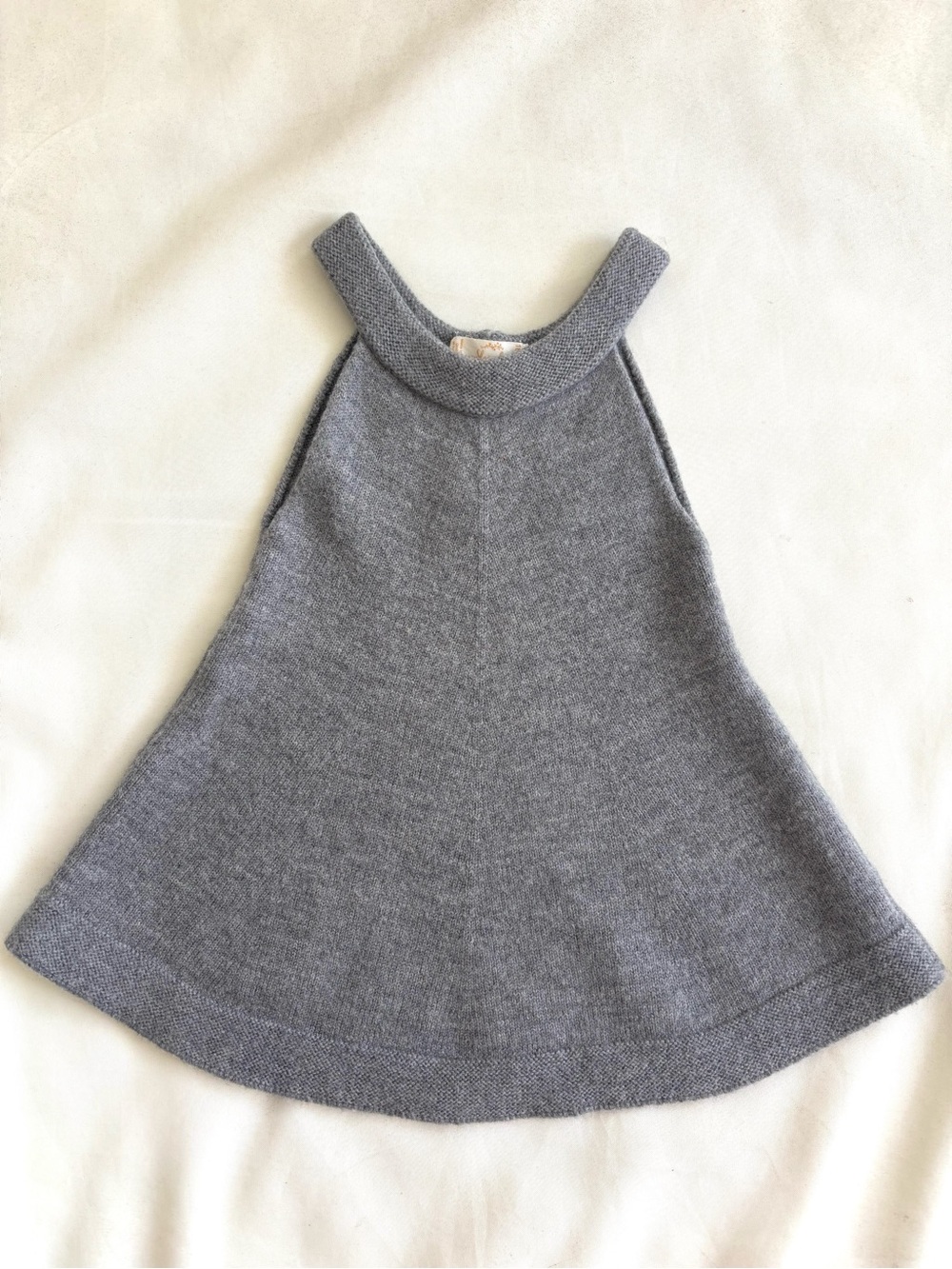 Sloomb Gold Grey Marino wool dress for baby aged 18-24 months
